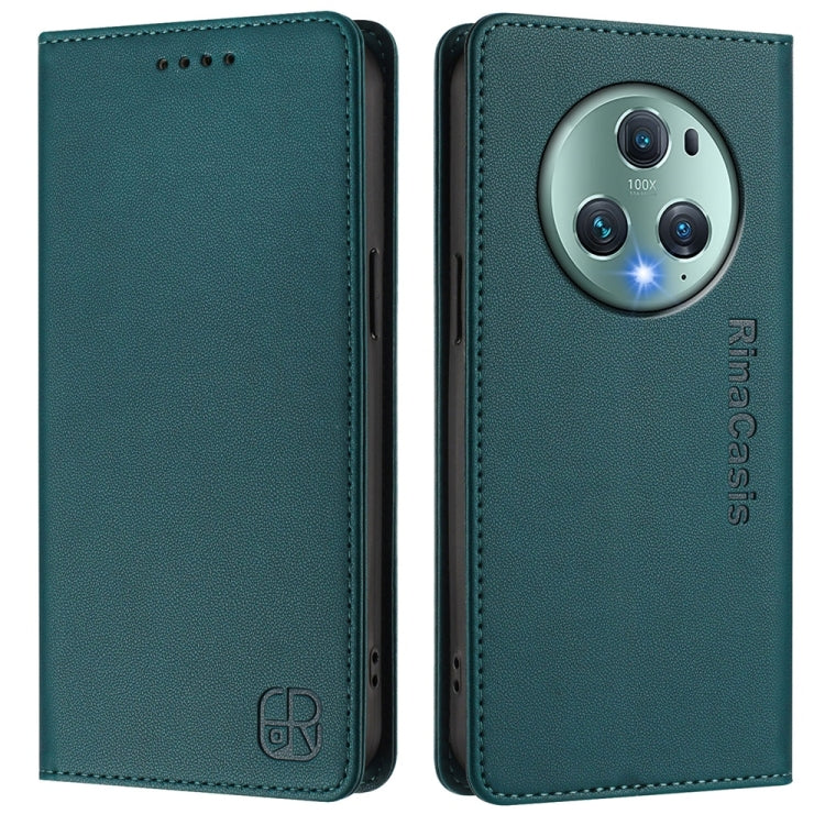 For Honor Magic5 Pro RC01 Dual-Folded Magnetic Suction RFID Leather Phone Case