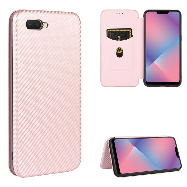 For OPPO A5(AX5) / A3s / A12e Carbon Fiber Texture Horizontal Flip TPU + PC + PU Leather Case with Card Slot