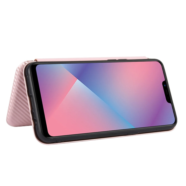 For OPPO A5(AX5) / A3s / A12e Carbon Fiber Texture Horizontal Flip TPU + PC + PU Leather Case with Card Slot