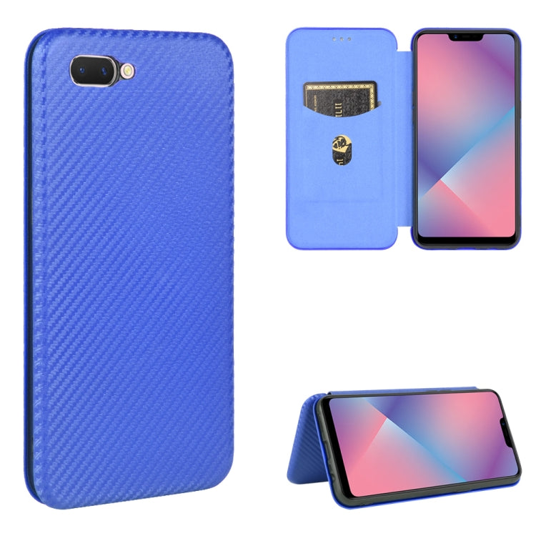 For OPPO A5(AX5) / A3s / A12e Carbon Fiber Texture Horizontal Flip TPU + PC + PU Leather Case with Card Slot