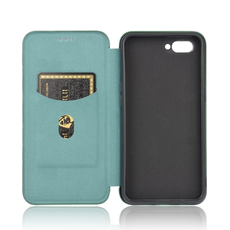 For OPPO A5(AX5) / A3s / A12e Carbon Fiber Texture Horizontal Flip TPU + PC + PU Leather Case with Card Slot