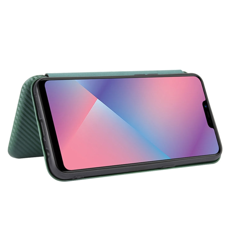 For OPPO A5(AX5) / A3s / A12e Carbon Fiber Texture Horizontal Flip TPU + PC + PU Leather Case with Card Slot