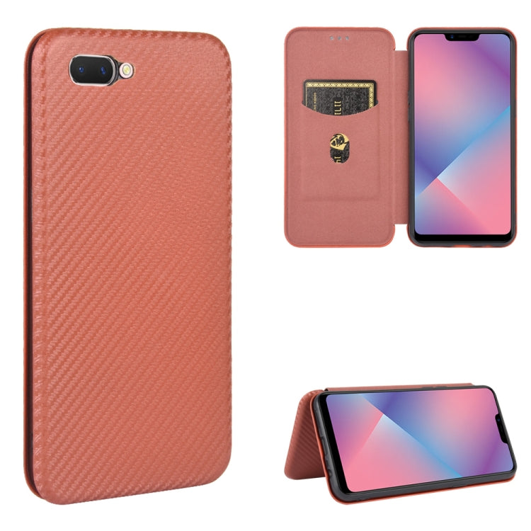 For OPPO A5(AX5) / A3s / A12e Carbon Fiber Texture Horizontal Flip TPU + PC + PU Leather Case with Card Slot