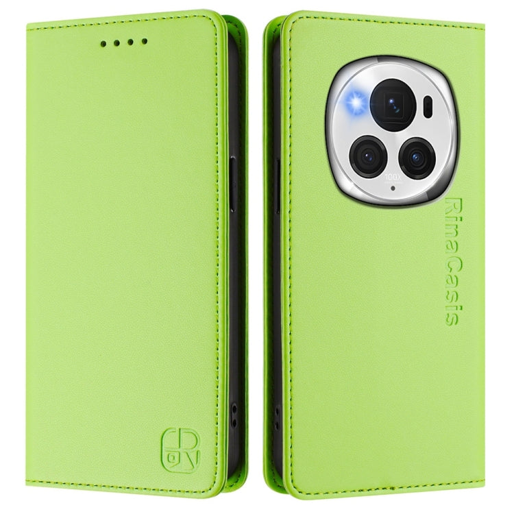 For Honor Magic6 Pro Global RC01 Dual-Folded Magnetic Suction RFID Leather Phone Case