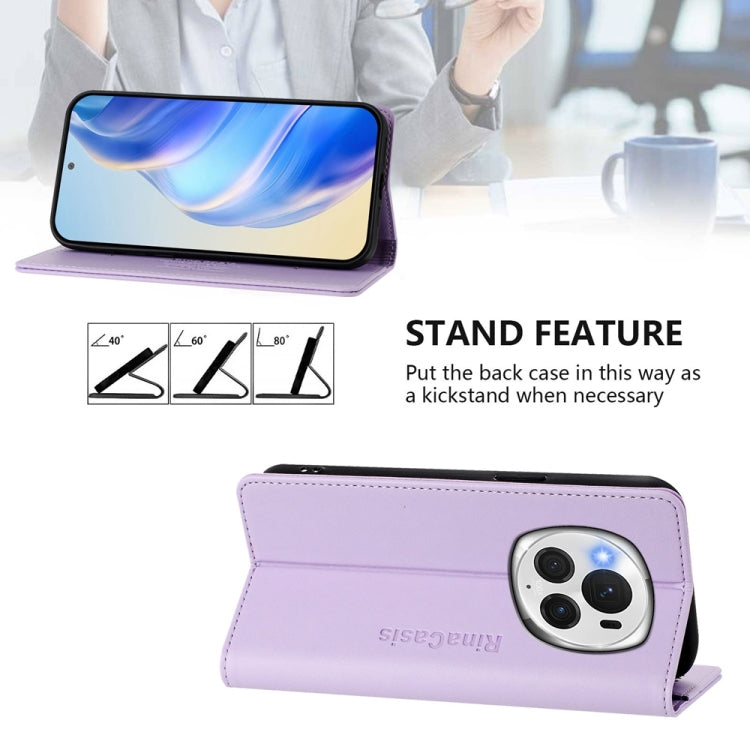 For Honor Magic6 Pro Global RC01 Dual-Folded Magnetic Suction RFID Leather Phone Case