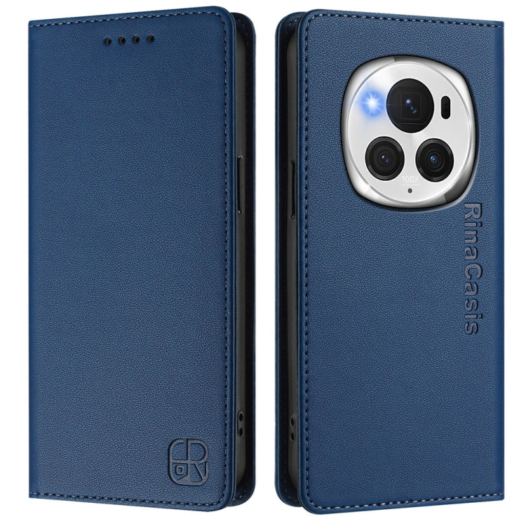 For Honor Magic6 Pro Global RC01 Dual-Folded Magnetic Suction RFID Leather Phone Case