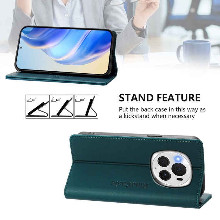 For Honor Magic6 Pro Global RC01 Dual-Folded Magnetic Suction RFID Leather Phone Case