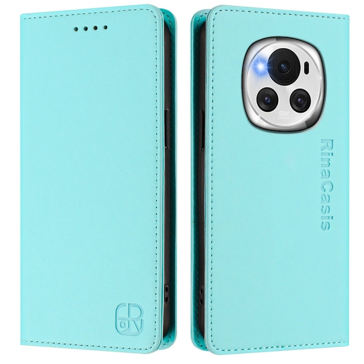 For Honor Magic6 Global RC01 Dual-Folded Magnetic Suction RFID Leather Phone Case