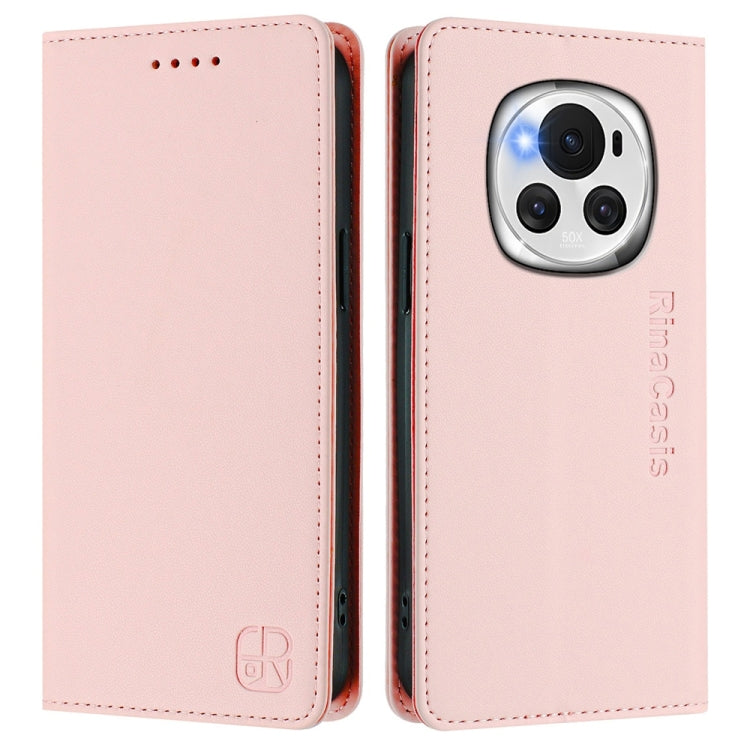 For Honor Magic6 Global RC01 Dual-Folded Magnetic Suction RFID Leather Phone Case
