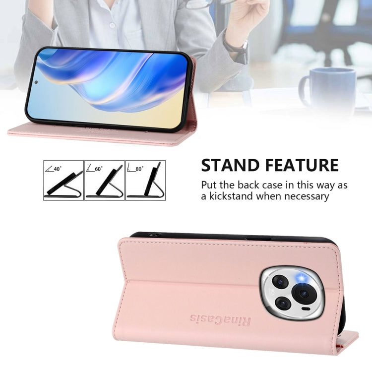 For Honor Magic6 Global RC01 Dual-Folded Magnetic Suction RFID Leather Phone Case