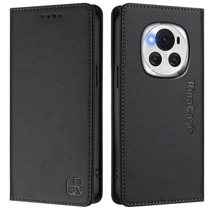 For Honor Magic6 Global RC01 Dual-Folded Magnetic Suction RFID Leather Phone Case