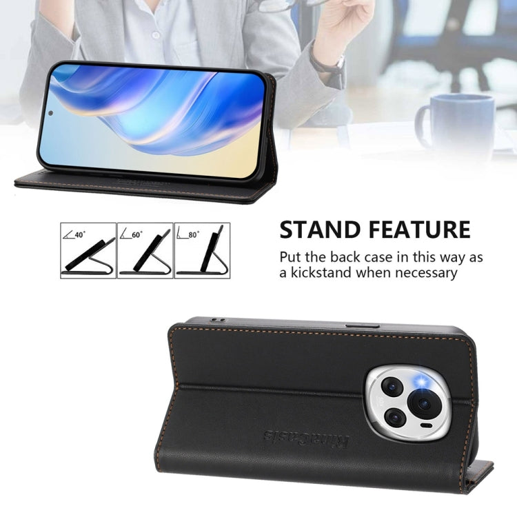 For Honor Magic6 Global RC01 Dual-Folded Magnetic Suction RFID Leather Phone Case