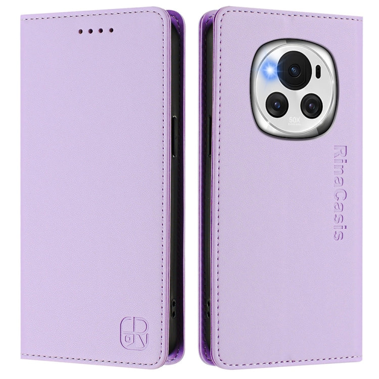 For Honor Magic6 Global RC01 Dual-Folded Magnetic Suction RFID Leather Phone Case