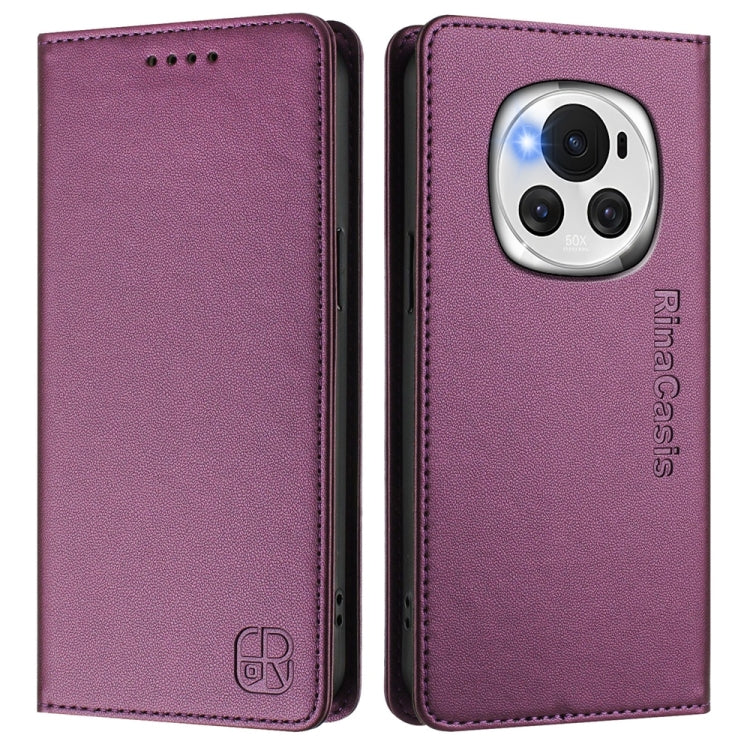 For Honor Magic6 Global RC01 Dual-Folded Magnetic Suction RFID Leather Phone Case