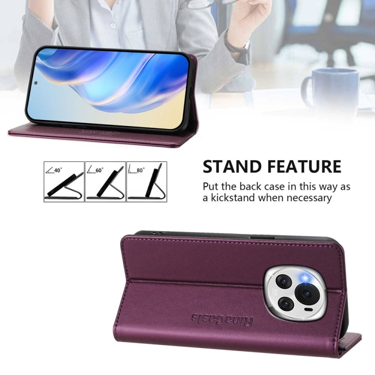 For Honor Magic6 Global RC01 Dual-Folded Magnetic Suction RFID Leather Phone Case