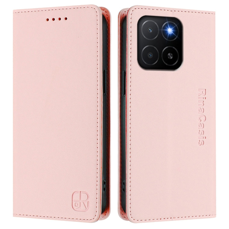 For Honor X5b / X5b Plus Global RC01 Dual-Folded Magnetic Suction RFID Leather Phone Case