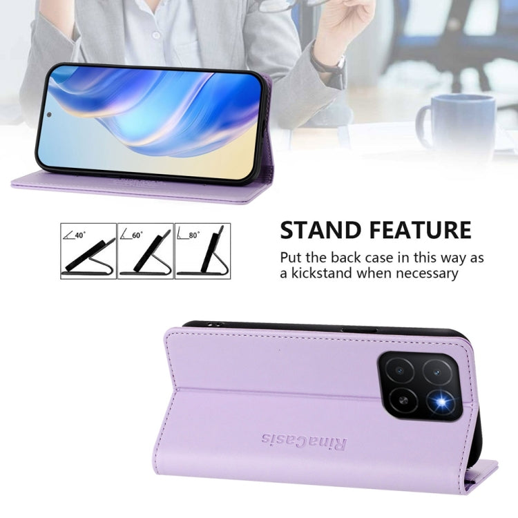 For Honor X5b / X5b Plus Global RC01 Dual-Folded Magnetic Suction RFID Leather Phone Case