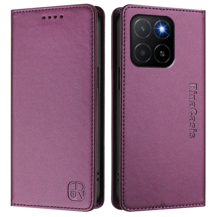 For Honor X5b / X5b Plus Global RC01 Dual-Folded Magnetic Suction RFID Leather Phone Case