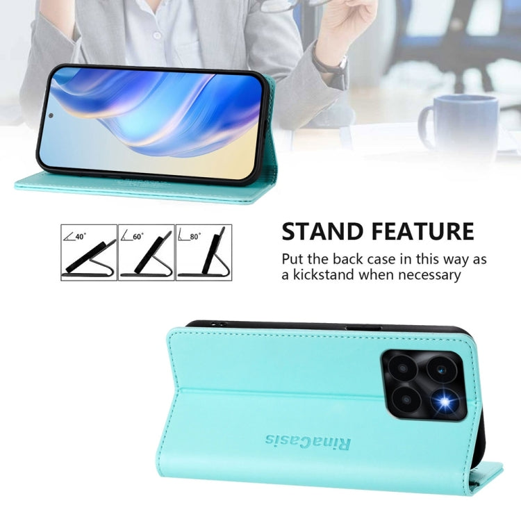 For Honor X6a RC01 Dual-Folded Magnetic Suction RFID Leather Phone Case