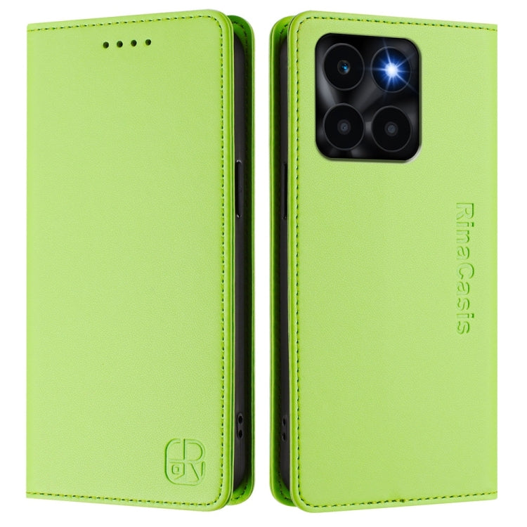 For Honor X6a RC01 Dual-Folded Magnetic Suction RFID Leather Phone Case