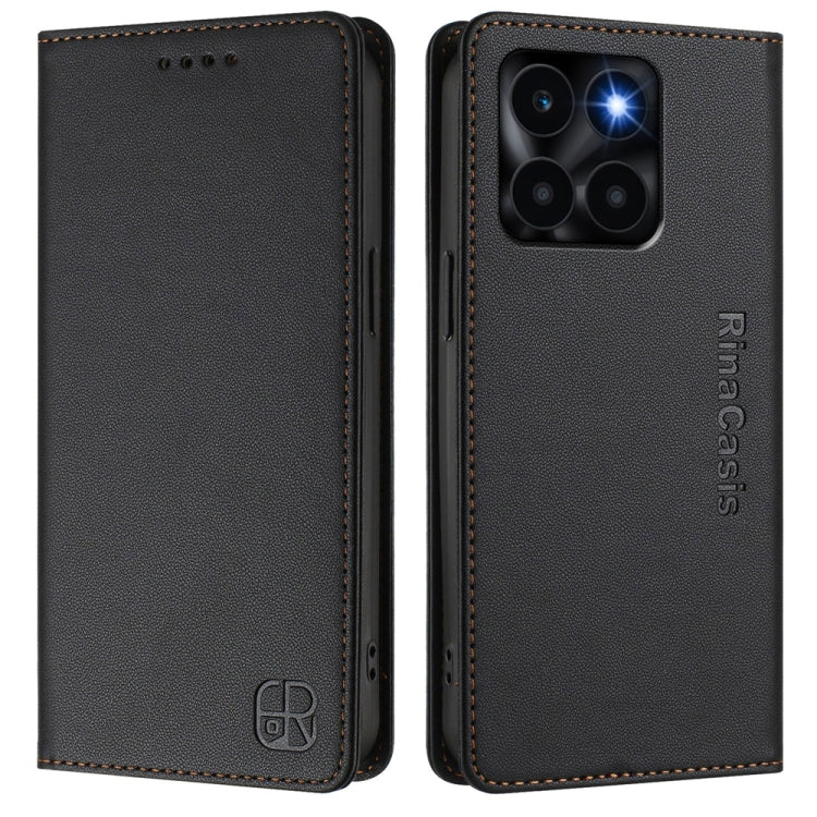 For Honor X6a RC01 Dual-Folded Magnetic Suction RFID Leather Phone Case