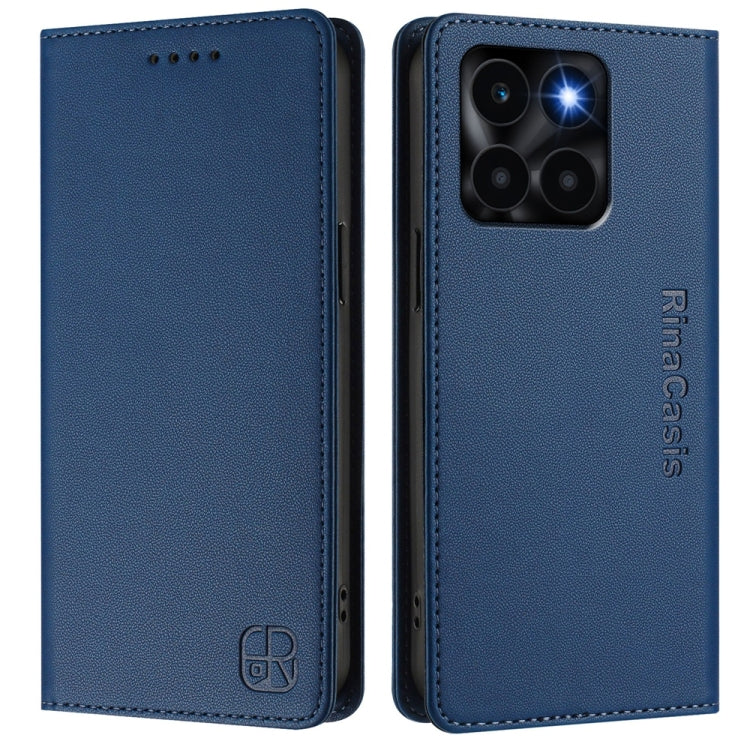 For Honor X6a RC01 Dual-Folded Magnetic Suction RFID Leather Phone Case