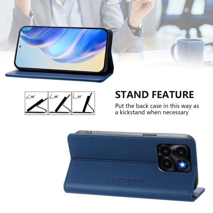 For Honor X6a RC01 Dual-Folded Magnetic Suction RFID Leather Phone Case