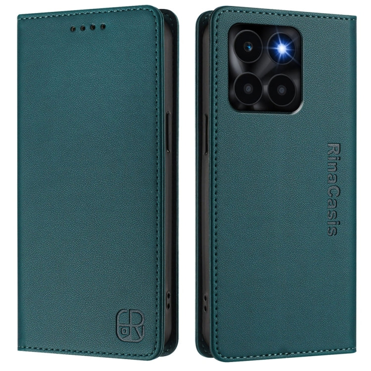 For Honor X6a RC01 Dual-Folded Magnetic Suction RFID Leather Phone Case