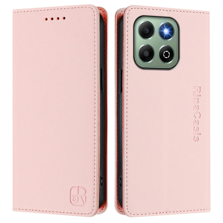 For Honor X6b RC01 Dual-Folded Magnetic Suction RFID Leather Phone Case