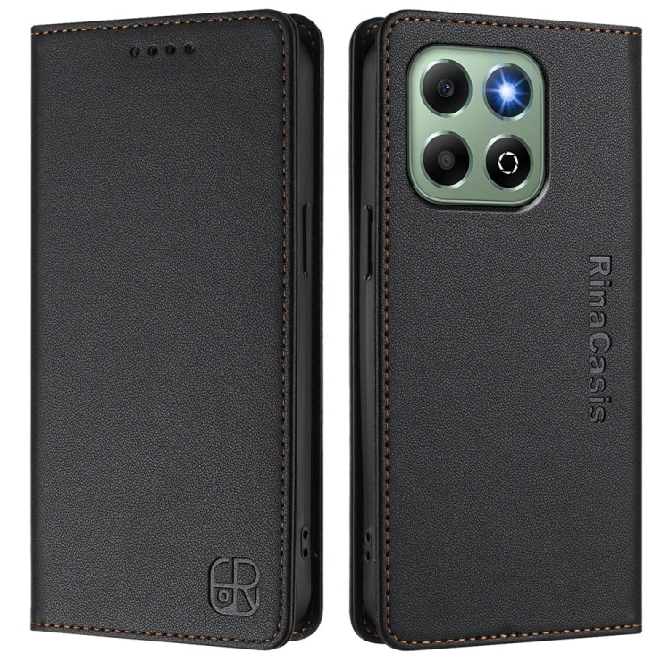 For Honor X6b RC01 Dual-Folded Magnetic Suction RFID Leather Phone Case