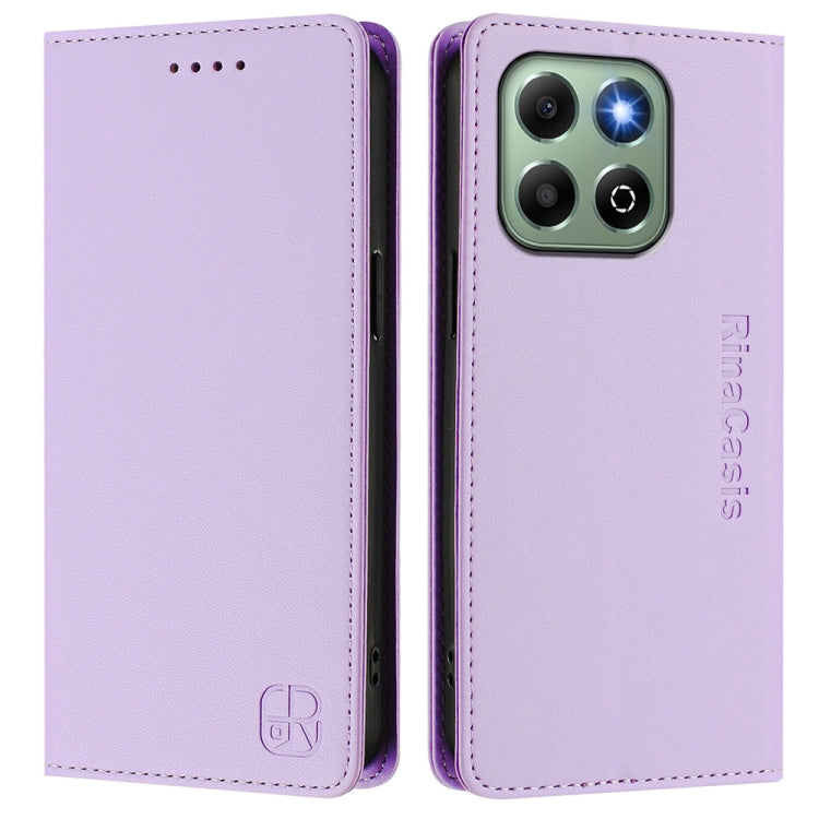 For Honor X6b RC01 Dual-Folded Magnetic Suction RFID Leather Phone Case