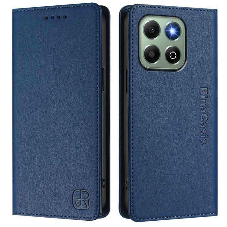 For Honor X6b RC01 Dual-Folded Magnetic Suction RFID Leather Phone Case