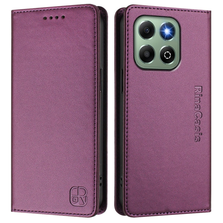 For Honor X6b RC01 Dual-Folded Magnetic Suction RFID Leather Phone Case