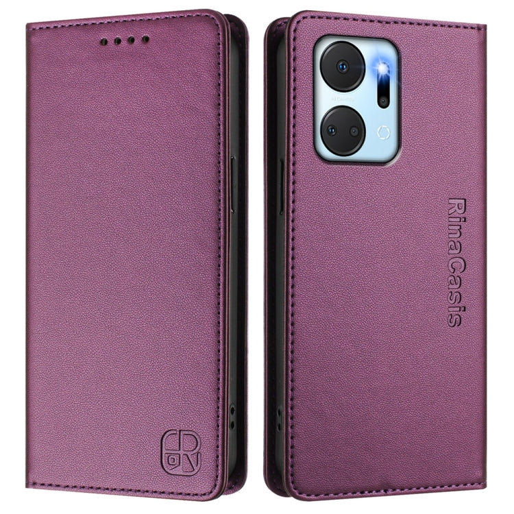 For Honor X7a / Honor Play7T RC01 Dual-Folded Magnetic Suction RFID Leather Phone Case