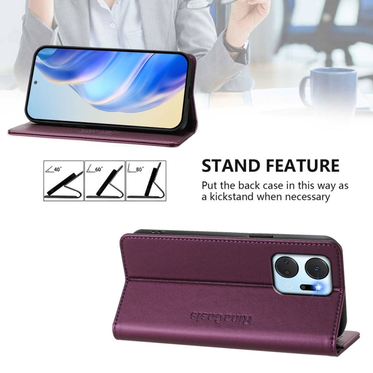 For Honor X7a / Honor Play7T RC01 Dual-Folded Magnetic Suction RFID Leather Phone Case