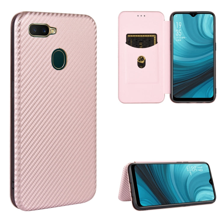 For OPPO A7(AX7) / A5s / AX5s / A12 Carbon Fiber Texture Horizontal Flip TPU + PC + PU Leather Case with Card Slot