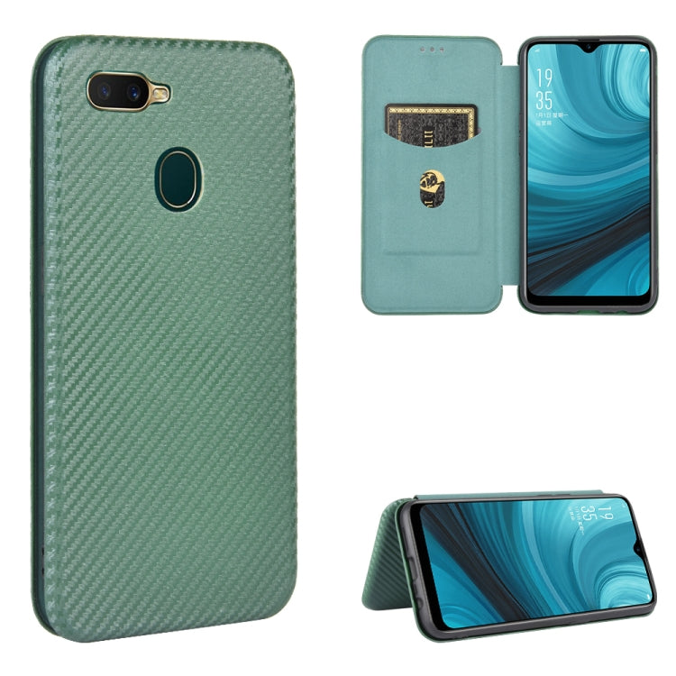For OPPO A7(AX7) / A5s / AX5s / A12 Carbon Fiber Texture Horizontal Flip TPU + PC + PU Leather Case with Card Slot