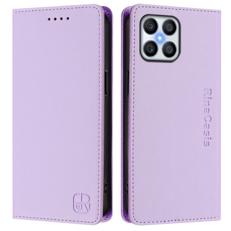 For Honor X8 5G / X6 4G / X6s 4G RC01 Dual-Folded Magnetic Suction RFID Leather Phone Case