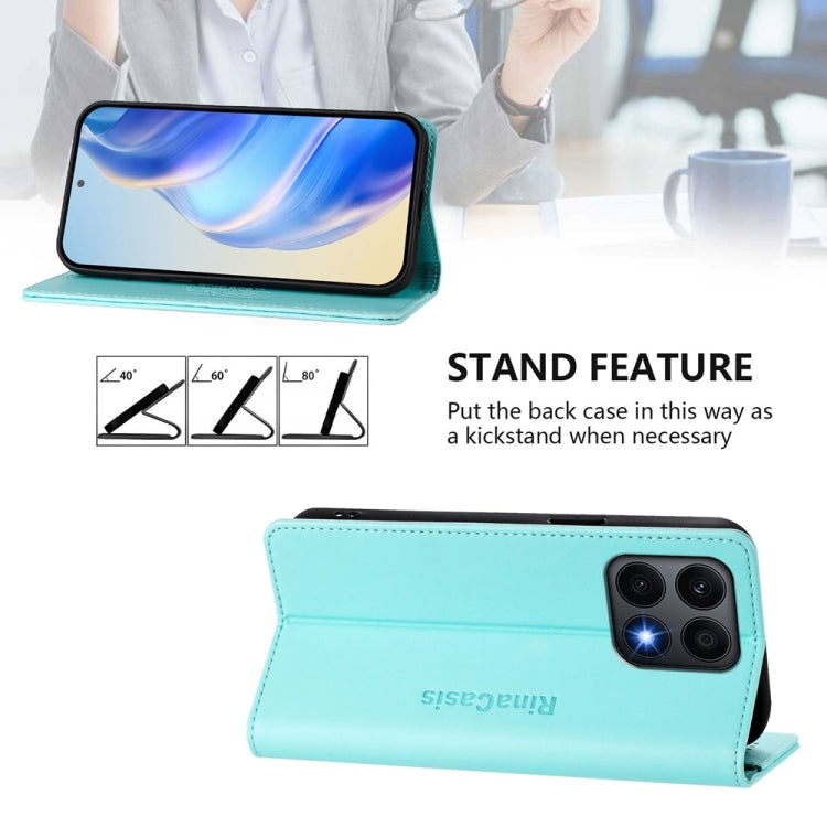 For Honor X8a Global RC01 Dual-Folded Magnetic Suction RFID Leather Phone Case