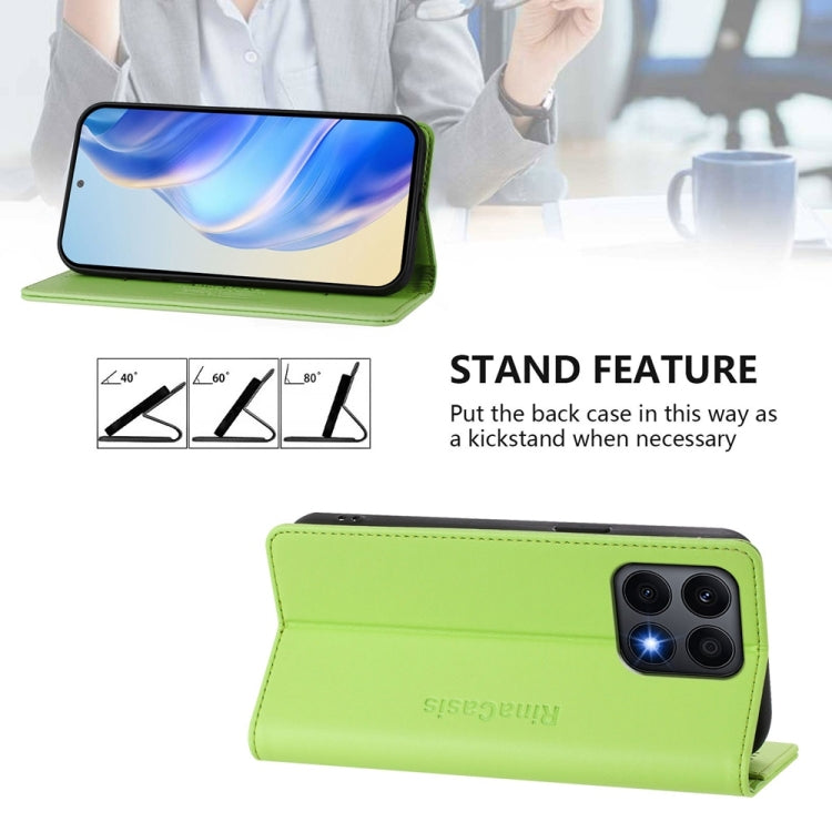 For Honor X8a Global RC01 Dual-Folded Magnetic Suction RFID Leather Phone Case
