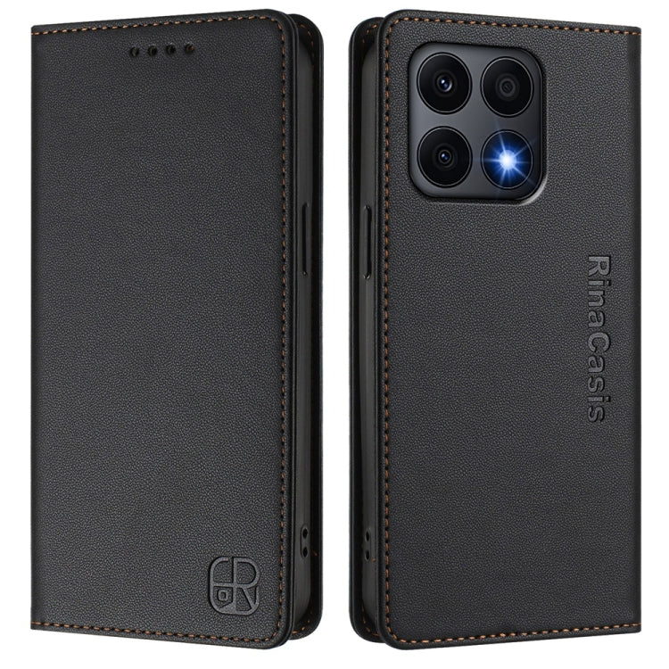 For Honor X8a Global RC01 Dual-Folded Magnetic Suction RFID Leather Phone Case