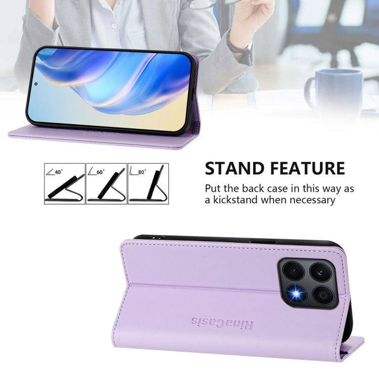 For Honor X8a Global RC01 Dual-Folded Magnetic Suction RFID Leather Phone Case