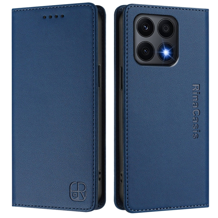 For Honor X8a Global RC01 Dual-Folded Magnetic Suction RFID Leather Phone Case