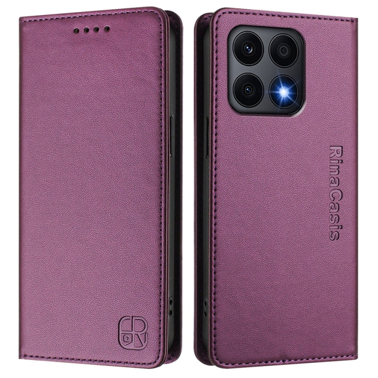 For Honor X8a Global RC01 Dual-Folded Magnetic Suction RFID Leather Phone Case