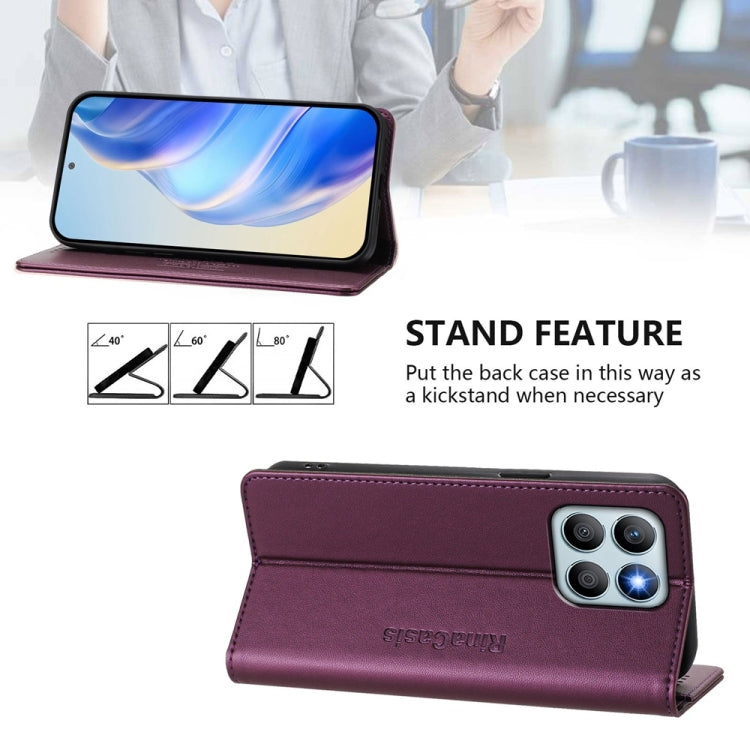 For Honor X8b Global RC01 Dual-Folded Magnetic Suction RFID Leather Phone Case
