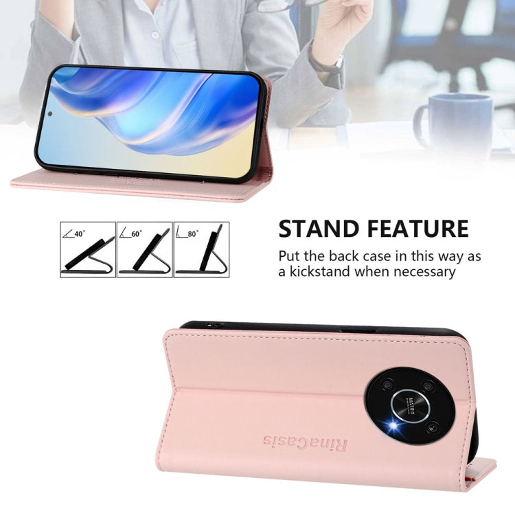 For Honor X9 4G / 5G / Honor X30 5G RC01 Dual-Folded Magnetic Suction RFID Leather Phone Case