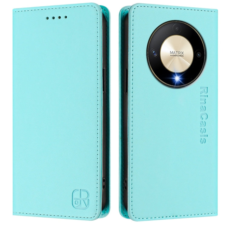 For Honor X9b / Magic6 Lite 5G Global RC01 Dual-Folded Magnetic Suction RFID Leather Phone Case