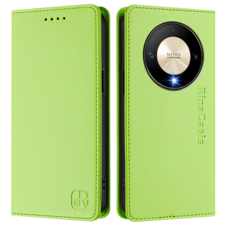 For Honor X9b / Magic6 Lite 5G Global RC01 Dual-Folded Magnetic Suction RFID Leather Phone Case