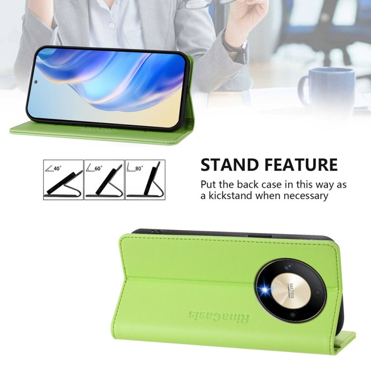 For Honor X9b / Magic6 Lite 5G Global RC01 Dual-Folded Magnetic Suction RFID Leather Phone Case