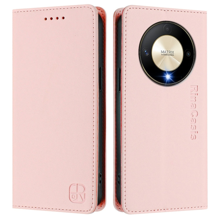 For Honor X9b / Magic6 Lite 5G Global RC01 Dual-Folded Magnetic Suction RFID Leather Phone Case